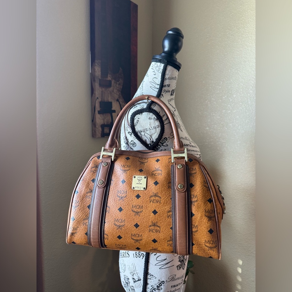 MCM Cognac Leather Satchel